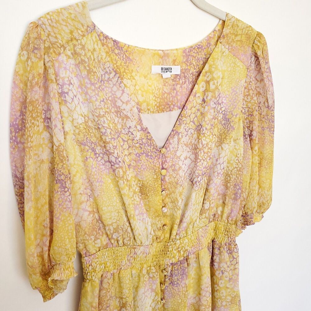 Steve Madden Women's Bb Dakota The Dreamy Mini Dress Size Large Yellow - Picture 6 of 15